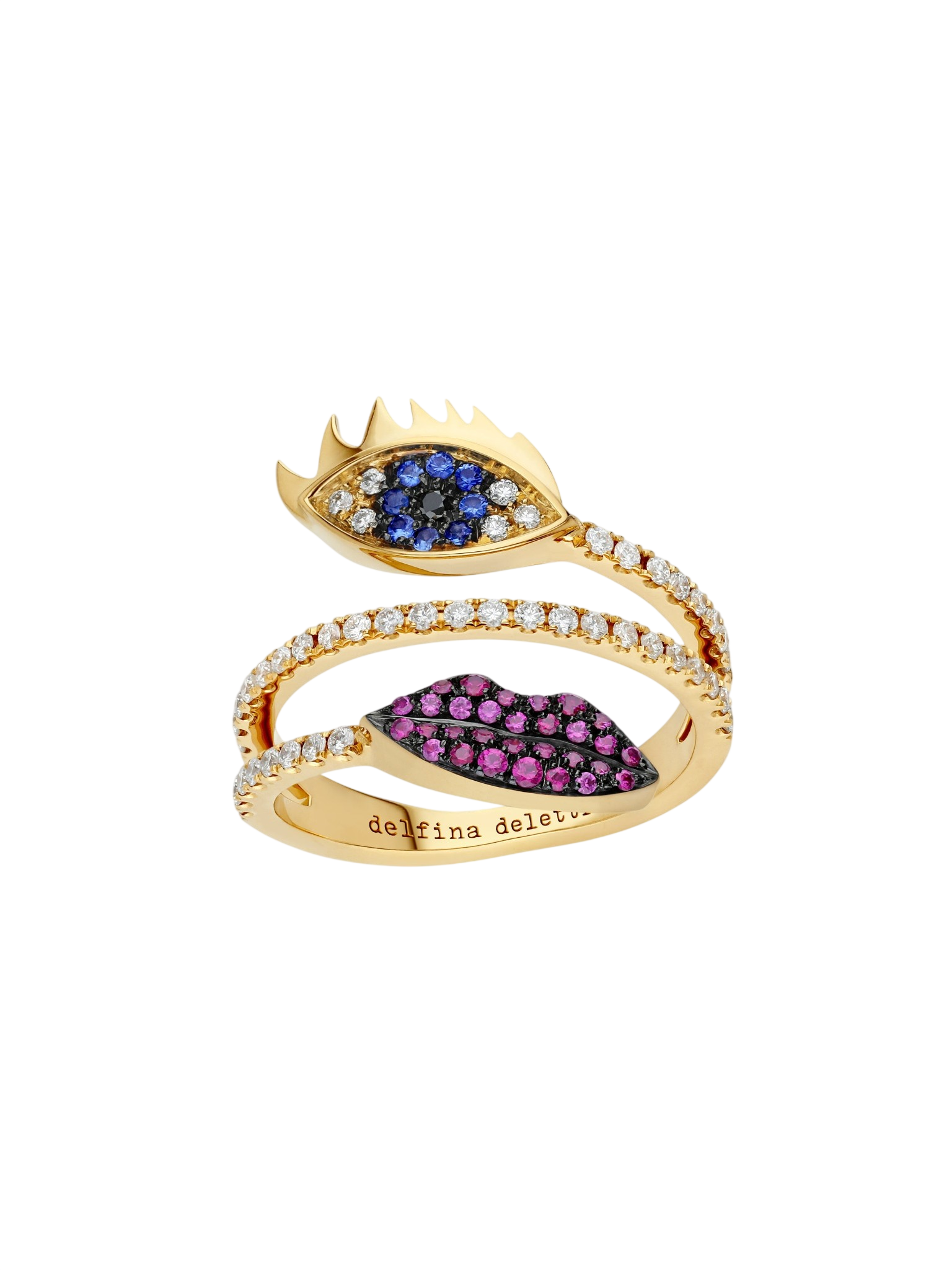 Eye and lips pavè ring